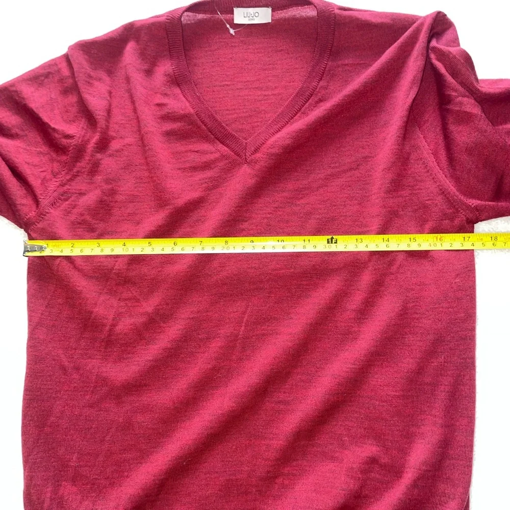 Liu Jo Uomo Red 100% Virgin Wool V Neck Men’s Sweater